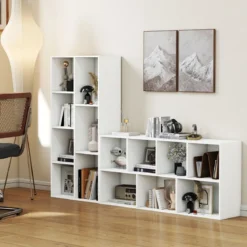 7-Würfel-Bücherregal freistehendes Würfelregal vertikal oder horizontal mit 7 Fächern Aufbewahrungregal Weiß