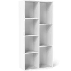 7-Würfel-Bücherregal freistehendes Würfelregal vertikal oder horizontal mit 7 Fächern Aufbewahrungregal Weiß