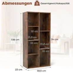 7-Würfel-Bücherregal freistehendes Würfelregal vertikal oder horizontal mit 7 Fächern Aufbewahrungregal Rustikal Braun