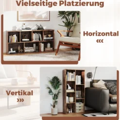 7-Würfel-Bücherregal freistehendes Würfelregal vertikal oder horizontal mit 7 Fächern Aufbewahrungregal Rustikal Braun