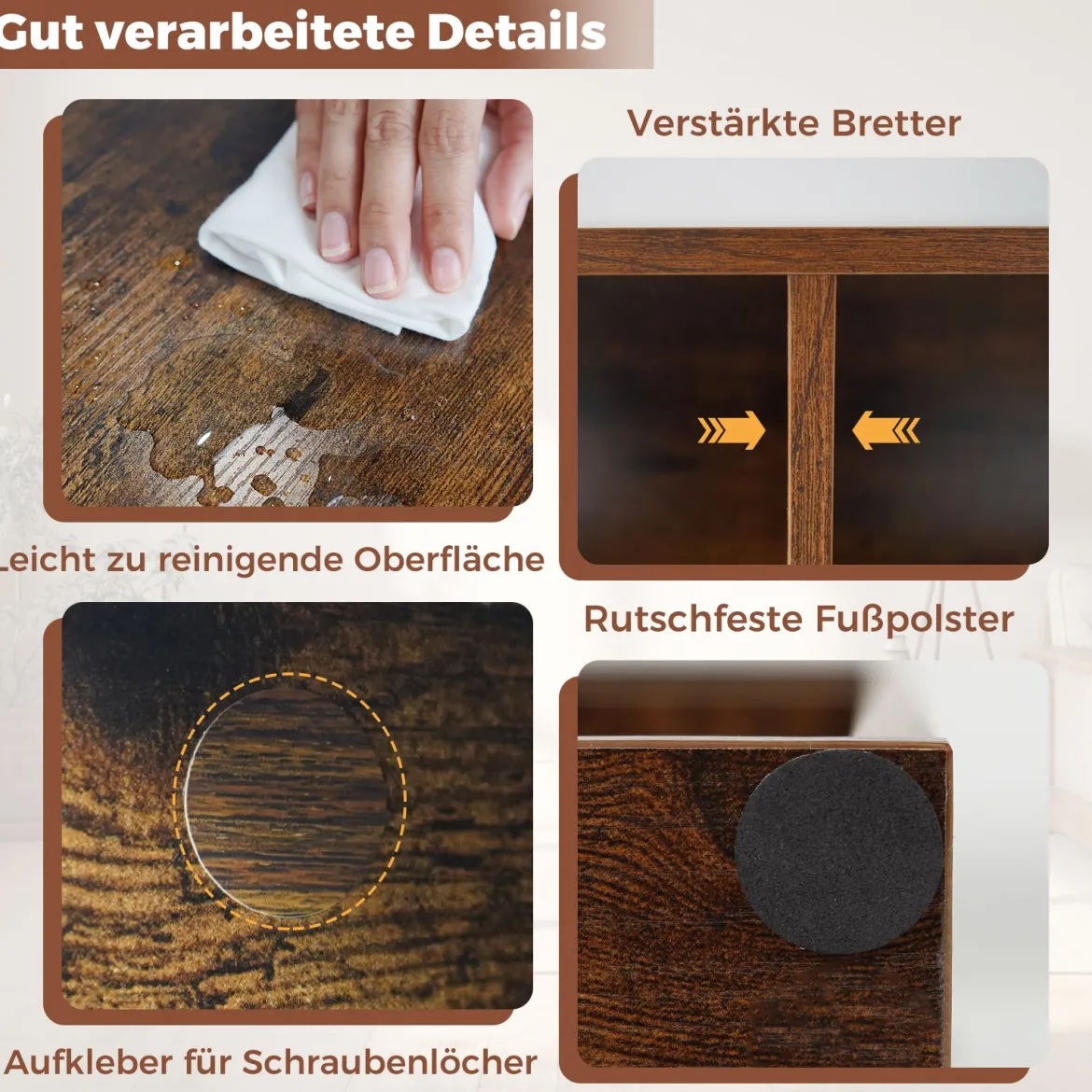 7-Würfel-Bücherregal freistehendes Würfelregal vertikal oder horizontal mit 7 Fächern Aufbewahrungregal Rustikal Braun
