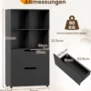 4-Würfel Bücherregal mit 2 Schubladen 130 cm 5-stufiges freistehendes Regal Schwarz