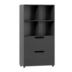 4-Würfel Bücherregal mit 2 Schubladen 130 cm 5-stufiges freistehendes Regal Schwarz