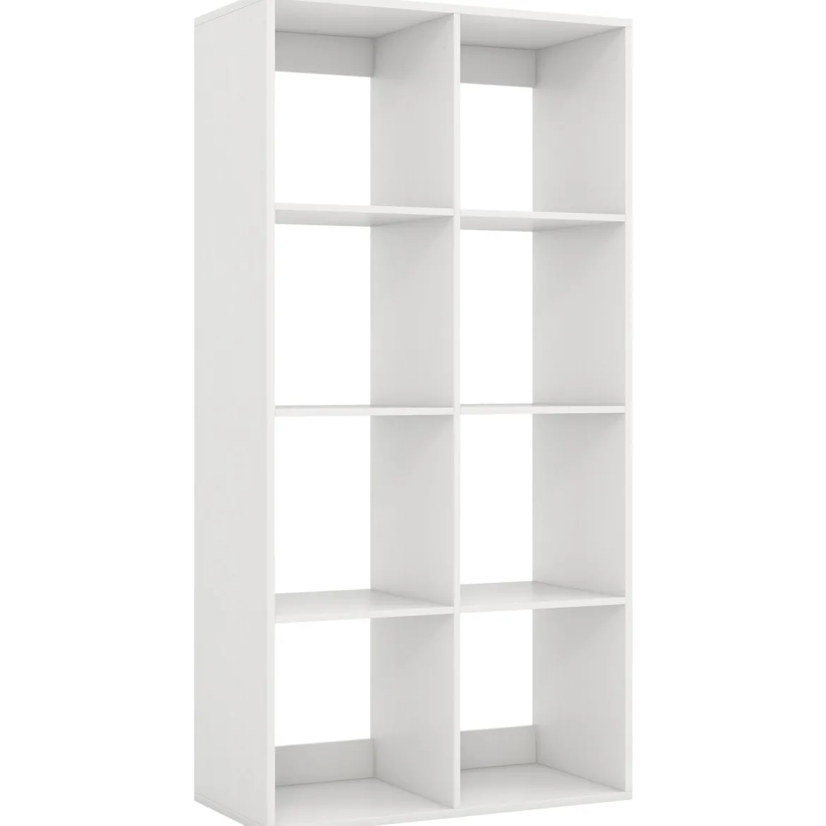 8-Würfel Bücherregal modernes Würfelregal mit Rückwand-Schutzgeländer & Kippschutz-Set 69,5 x 33 x 137 cm Weiß