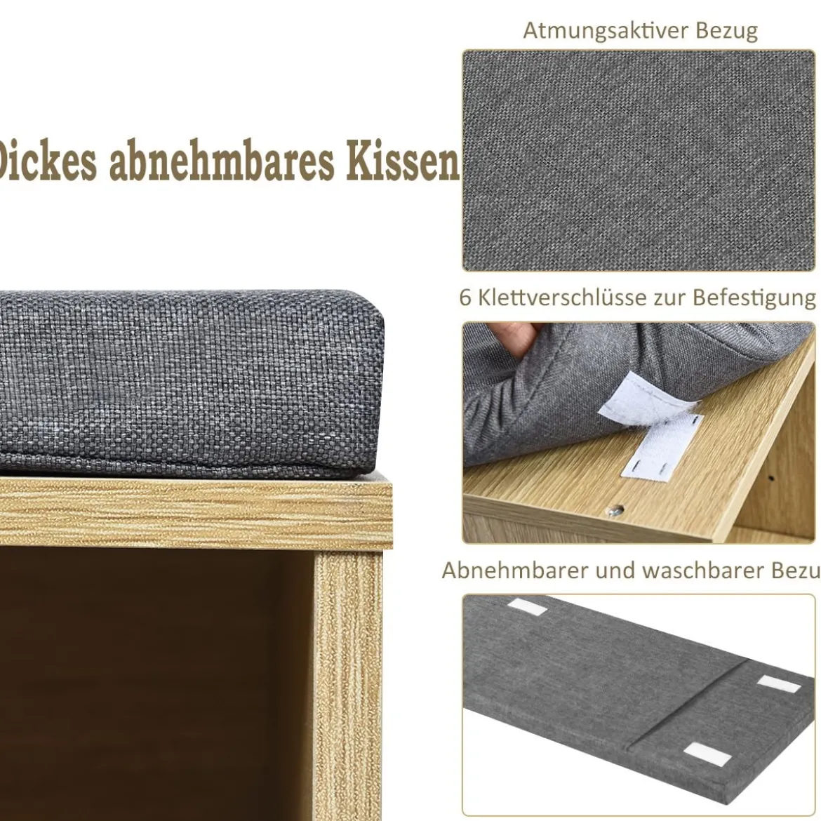 Würfelregal mit 10 Fächern Schuhbank Schuhablage Schuhschrank 104 x 30 x 48 cm Natur