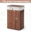 Wäschekorb mit Deckel Bambuskorb mit Innentasche & 72 L Kapazität 42 x 32 x 60 cm Kaffee
