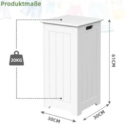 Wäscheschrank freistehend Wäschetruhe Holz Wäschesammler mit Deckel Lagerschrank Badezimmer Badschrank weiß