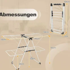 Wäscheständer klappbar Wäschetrockner ausziehbar mit 2 Ebenen Trockenständer Wäscheturm Weiß
