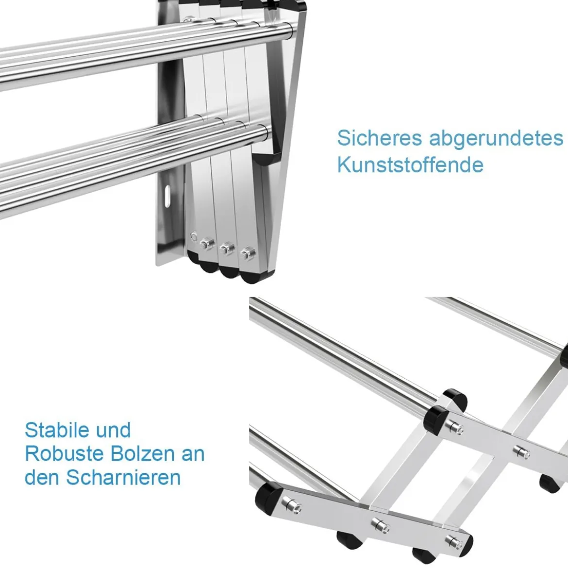 Wäscheständer zur Wandmontage Wandtrockner ausziehbar aus Edelstahl mit 8 StangenTragkraft 25 kg