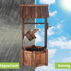 Wunschbrunnen Wasserbrunnen mit Wasserfallfunktion 58,5 x 51 x 117 cm Braun