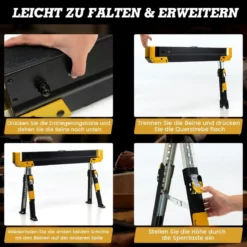 2 x Arbeitsbock höhenverstellbar bis 1180 kg belastbar Klappbarer Sägebock Gelb+Schwarz