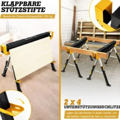 2 x Arbeitsbock höhenverstellbar bis 1180 kg belastbar Klappbarer Sägebock Gelb+Schwarz