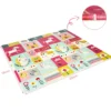 206 x 186cm Baby Laufstall mit Matratze Laufgitter mit 50 Spielbällen (Grau Laufstall + Rosa Matratze)