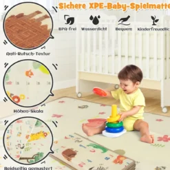 207 x 145 cm Baby Laufstall mit Matratze & Basketballkorb Krabbelgitter mit atmungsaktivem Netz Dunkelgrau