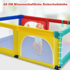 120 x 190 cm Baby Laufstall mit 50 Spielbällen Laufgitter mit Netz und Reißverschluss