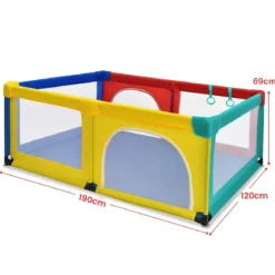 120 x 190 cm Baby Laufstall mit 50 Spielbällen Laufgitter mit Netz und Reißverschluss