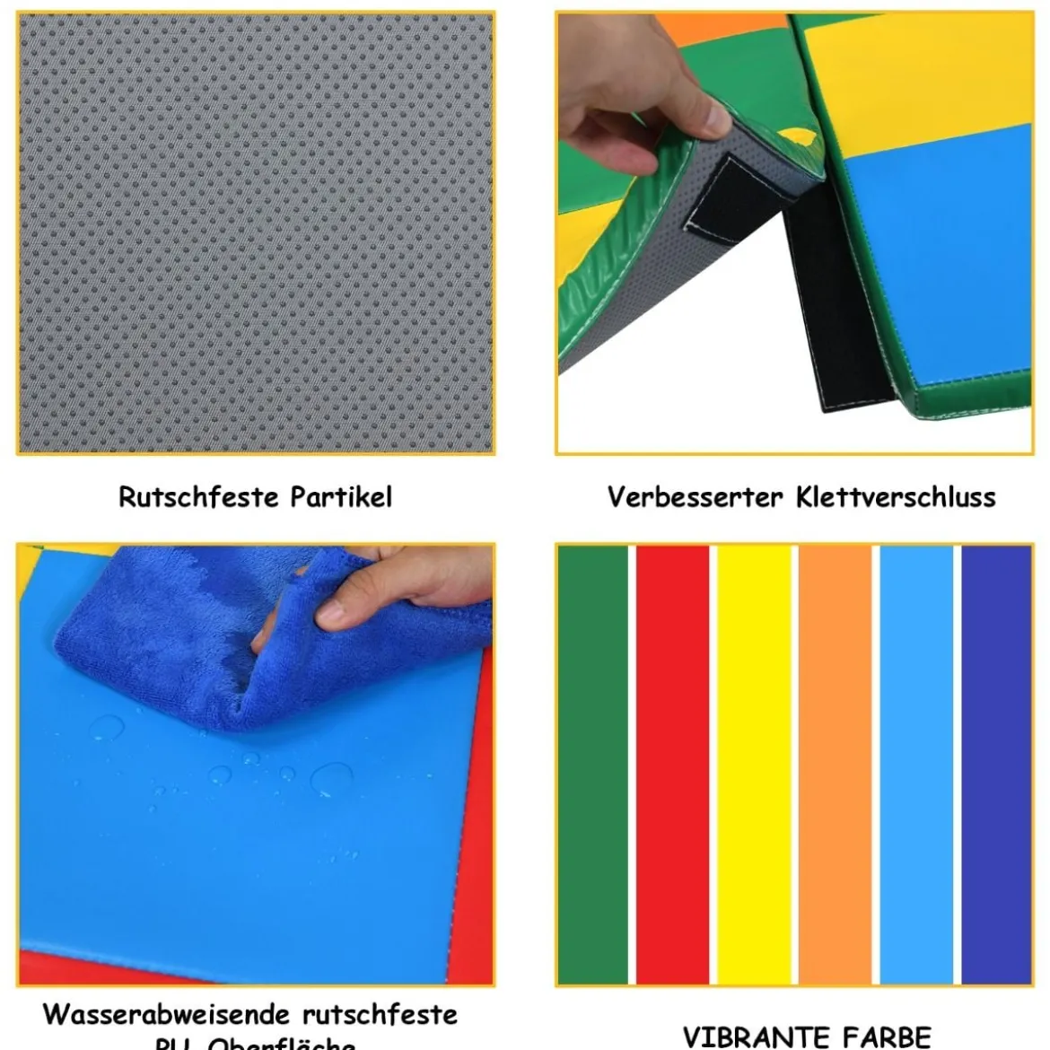 147 x 147cm Baby Spielmatte faltbar Babymatte mit Klettverschluss Krabbelmatte aus Kunstleder Bunt