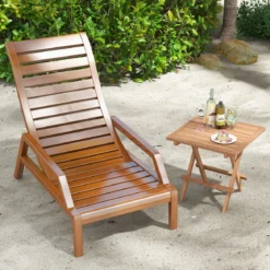 50 x 50 cm Beistelltisch klappbar wetterfester Klapptisch aus Teakholz quadratischer Balkontisch Natur