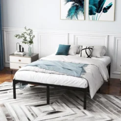 140 x 200 cm Bettgestell aus Metall Bettrahmen mit Stauraum Metallbett Doppelbett