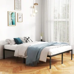 140 x 200 cm Bettgestell aus Metall Bettrahmen mit Stauraum Metallbett Doppelbett