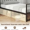 90 x 200 cm Bettgestell mit 2 Schubladen & Kopfteil & Fußteil Einzelbett mit Lattenrost Metallbett