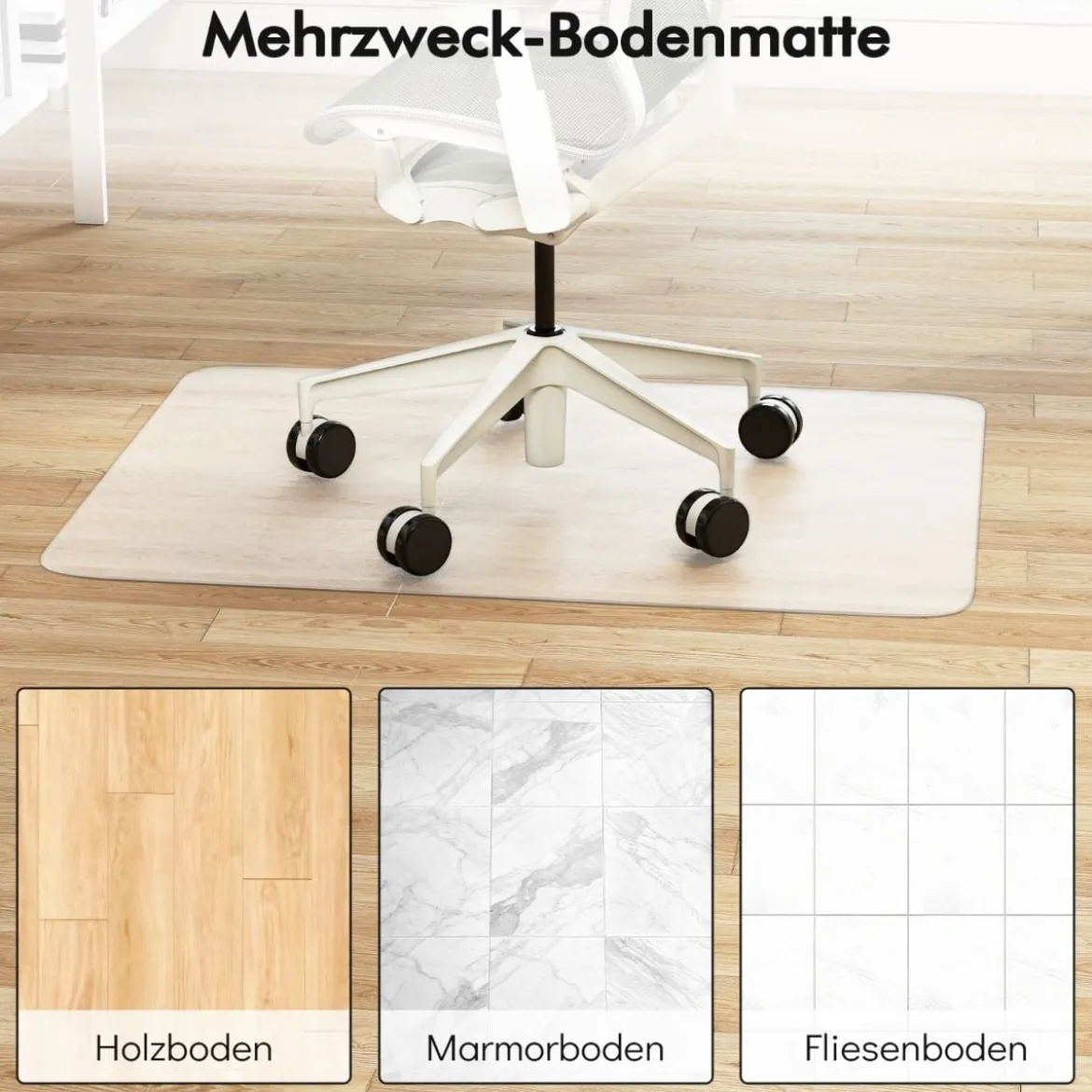 120 x 90 cm Bürostuhlunterlage Transparente PVC-Bodenschutzmatte Bodenschutzmatte