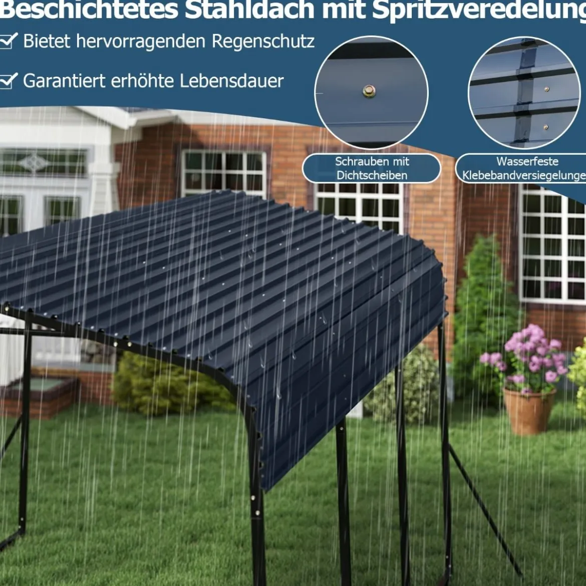 440 x 300 cm Carport Zeltgarage Wasserdichtes Garagezelt Auto Unterstand Lagerzelt Partyzelt