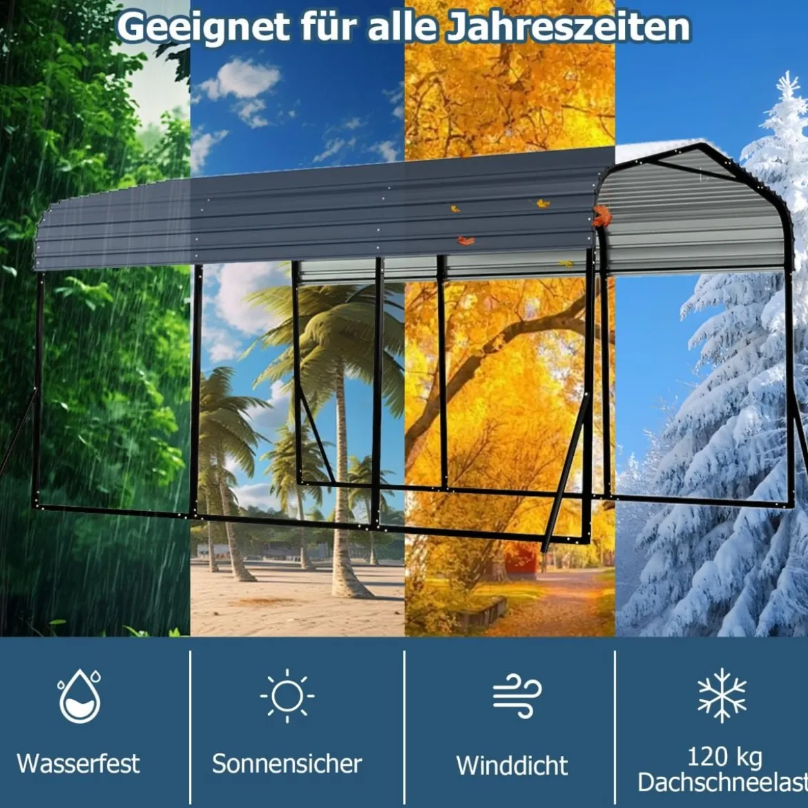 440 x 300 cm Carport Zeltgarage Wasserdichtes Garagezelt Auto Unterstand Lagerzelt Partyzelt