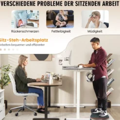140 x 70 cm Elektrischer Höhenverstellbarer Schreibtisch mit Stopp-Mechanismus & Haken Grau