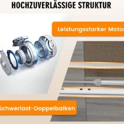 140 x 70 cm Elektrischer Höhenverstellbarer Schreibtisch mit Stopp-Mechanismus & Haken Grau