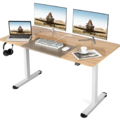 140 x 70 cm Elektrischer Höhenverstellbarer Schreibtisch Eiche