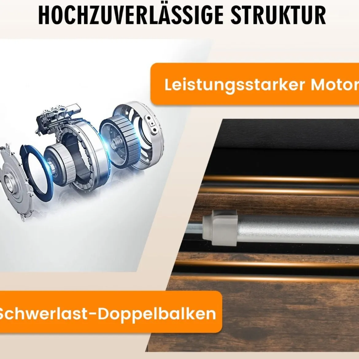 140 x 70 cm Elektrischer Höhenverstellbarer Schreibtisch mit Stopp-Mechanismus & Haken Braun