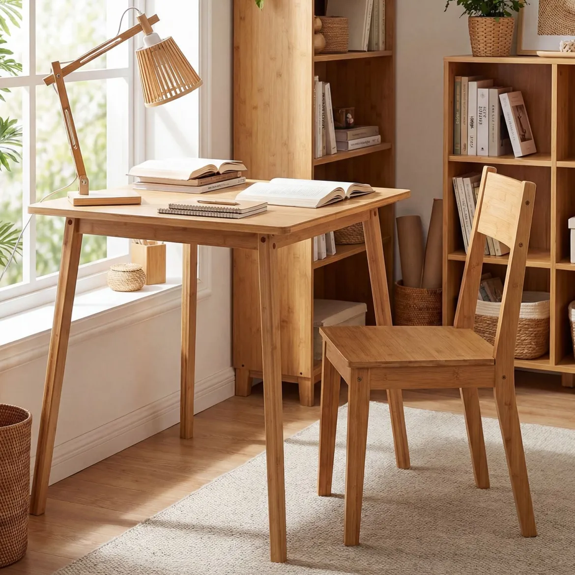 70 x 70 cm Esstisch aus Bambus Quadratischer Holztisch Küchentisch für 2-4 Personen Natur