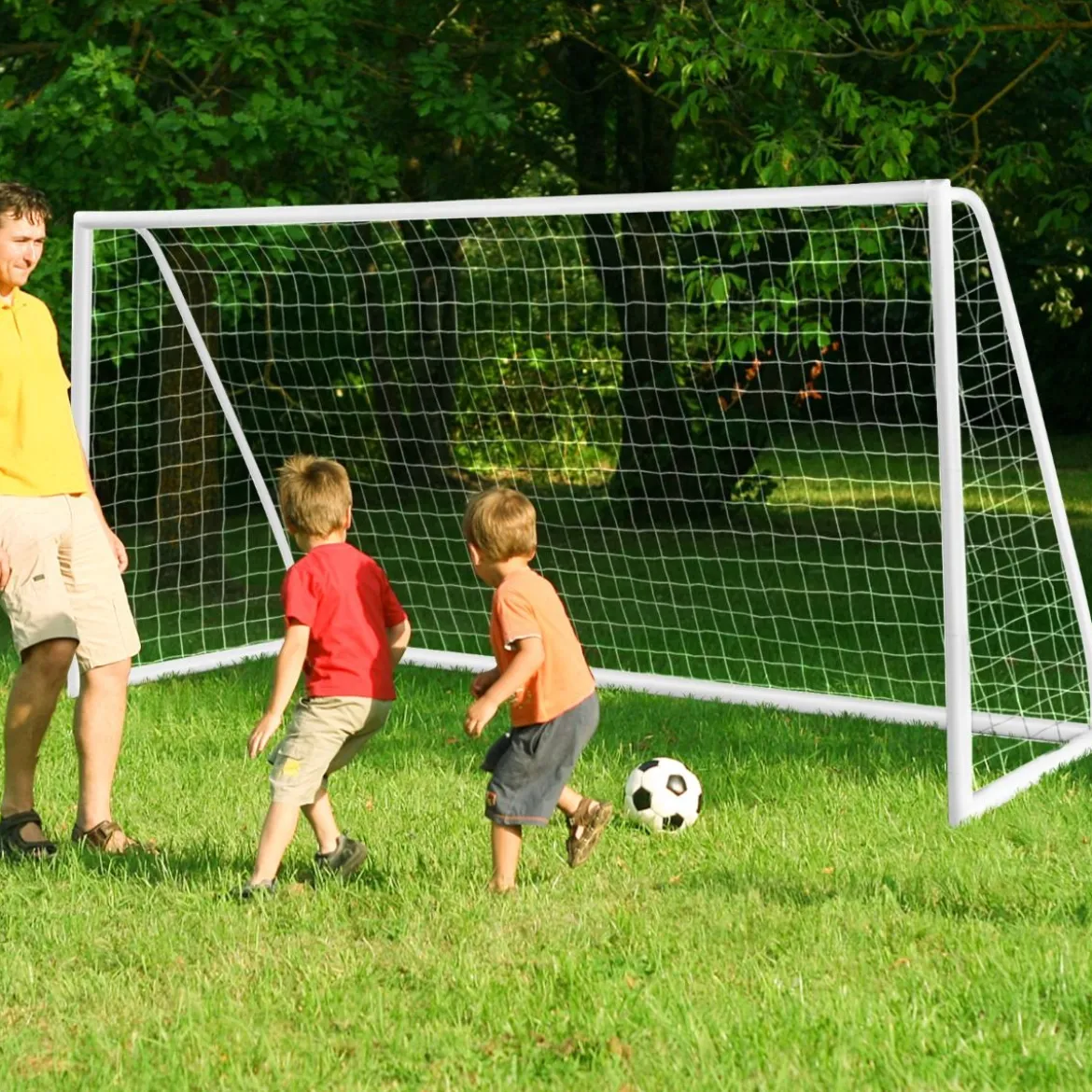 365 x 182 cm Fußballtor mit Hochfestem Netz & 6 Erdspießen Wetterfestes Tor Fußballtraining
