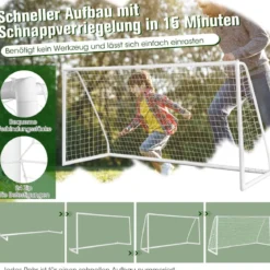 365 x 182 cm Fußballtor mit Hochfestem Netz & 6 Erdspießen Wetterfestes Tor Fußballtraining