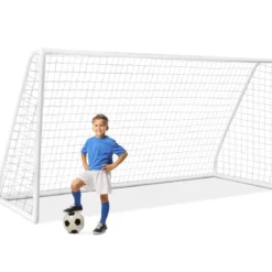 365 x 182 cm Fußballtor mit Hochfestem Netz & 6 Erdspießen Wetterfestes Tor Fußballtraining