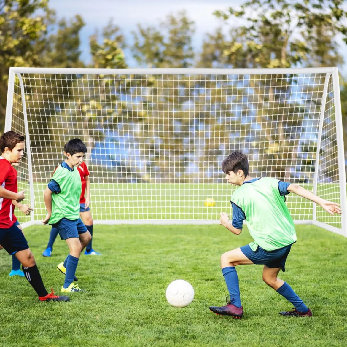 365 x 182 cm Fußballtor mit Hochfestem Netz & 6 Erdspießen Wetterfestes Tor Fußballtraining