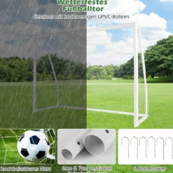 245 x 180 cm Fußballtor mit Hochfestem Netz & 6 Erdspießen Wetterfestes Tor Fußballtraining