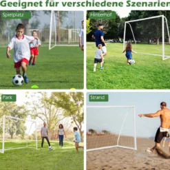 245 x 180 cm Fußballtor mit Hochfestem Netz & 6 Erdspießen Wetterfestes Tor Fußballtraining