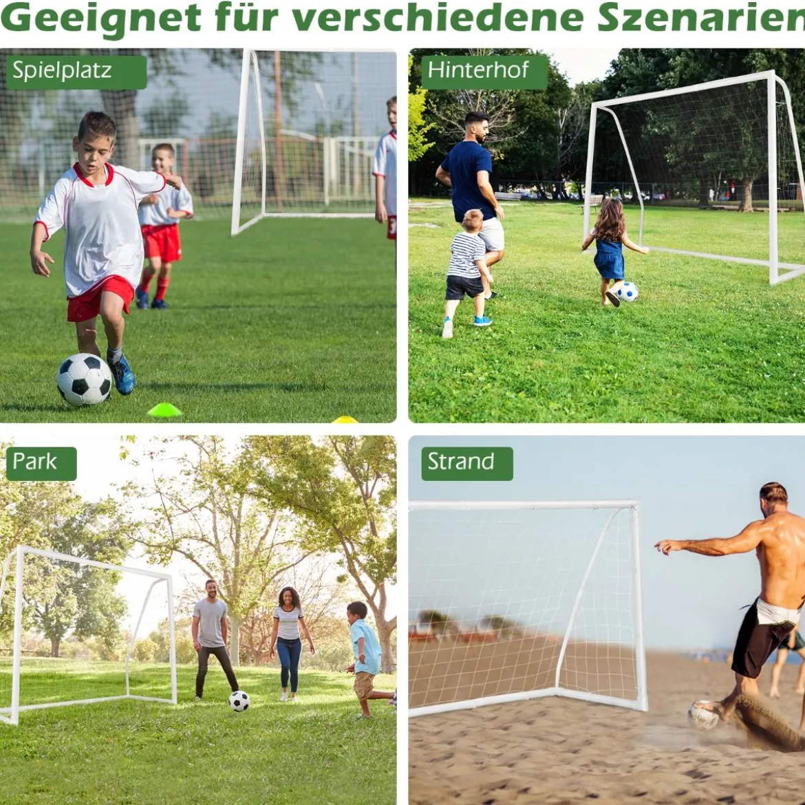 245 x 180 cm Fußballtor mit Hochfestem Netz & 6 Erdspießen Wetterfestes Tor Fußballtraining