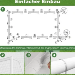 245 x 180 cm Fußballtor mit Hochfestem Netz & 6 Erdspießen Wetterfestes Tor Fußballtraining
