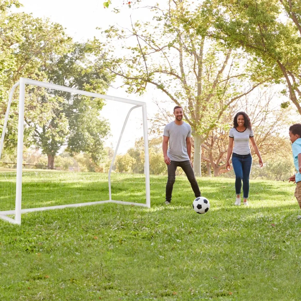 245 x 180 cm Fußballtor mit Hochfestem Netz & 6 Erdspießen Wetterfestes Tor Fußballtraining