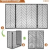 133 x 78 cm Funkenschutzgitter mit Stabilem Metallrahmen 3-teilige Faltbare Kamingitter Schwarz