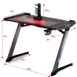 120 x 64 cm Gamingtisch Ergonomischer Computertisch Schreibtisch Racing PC-Tisch mit RGB-Led