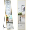 160 x 40 cm Ganzkörperspiegel 2 in 1 Standspiegel & Wandspiegel aus bruchsicherem Glas Gold