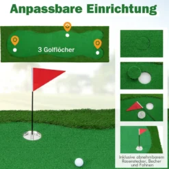300 x 100 cm Golf Puttingmatte Golfmatte mit Kunstrasen Trainingsmatte für Zuhause Grün