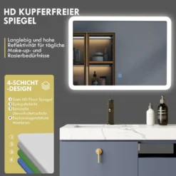 70 x 50 cm Großer Badezimmer-Spiegel Wandmontierbarer Badspiegel