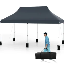 300 x 600 cm großes Pop-up-Überdachungszelt klappbares Eventzelt mit Tragetasche Weiß/Grün/Grau/Schwarz/Blau