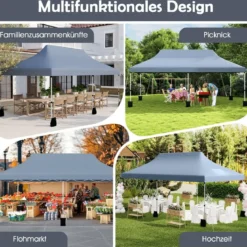 300 x 600 cm großes Pop-up-Überdachungszelt klappbares Eventzelt mit Tragetasche Weiß/Grün/Grau/Schwarz/Blau