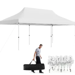 300 x 600 cm großes Pop-up-Überdachungszelt klappbares Eventzelt mit Tragetasche Weiß/Grün/Grau/Schwarz/Blau